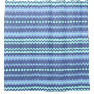 Blue and Aqua Chevron Shower Curtain