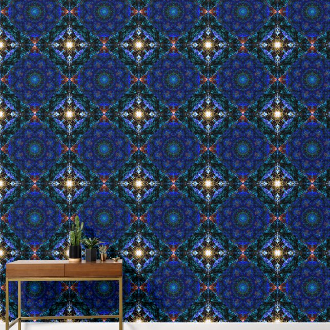 Blue And Aqua Kaleidoscope,  Wallpaper (Hallway)