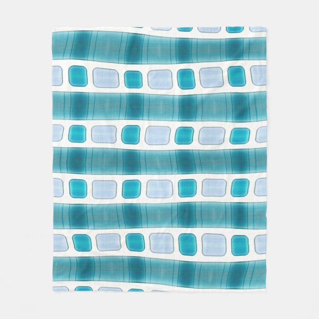 Blue and Aqua Modern Striped Pattern Blanket (Front)
