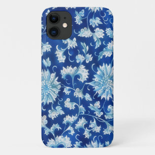 Blue and Aqua Vintage Style Floral Art Phone Case