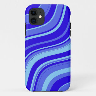 Blue and Aqua Wavy Stripes Pattern 2 iPhone 11 Case