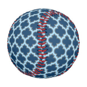 Blue and Baby Blue Trellis, Lattice, Quatrefoil Baseball