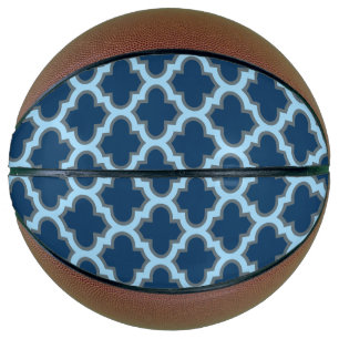 Blue and Baby Blue Trellis, Lattice, Quatrefoil Basketball