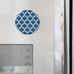 Blue and Baby Blue Trellis, Lattice, Quatrefoil Magnet