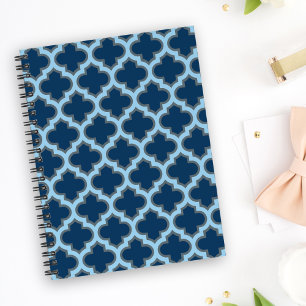 Blue and Baby Blue Trellis, Lattice, Quatrefoil Planner