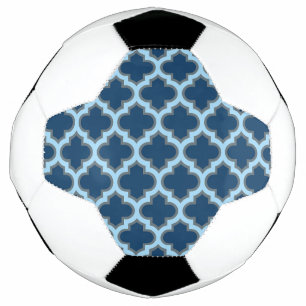 Blue and Baby Blue Trellis, Lattice, Quatrefoil Soccer Ball