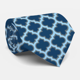 Blue and Baby Blue Trellis, Lattice, Quatrefoil Tie