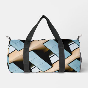 Blue and Beige Abstract Duffle Bag