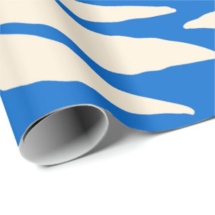 Blue and Beige Abstract Floral Wraparound Mug Wrapping Paper