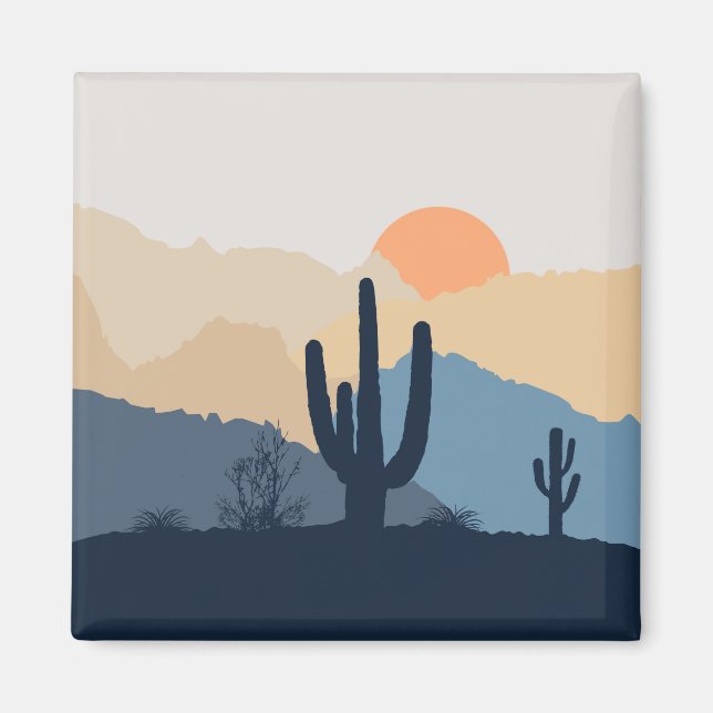 Blue and beige desert sunrise magnet (Front)