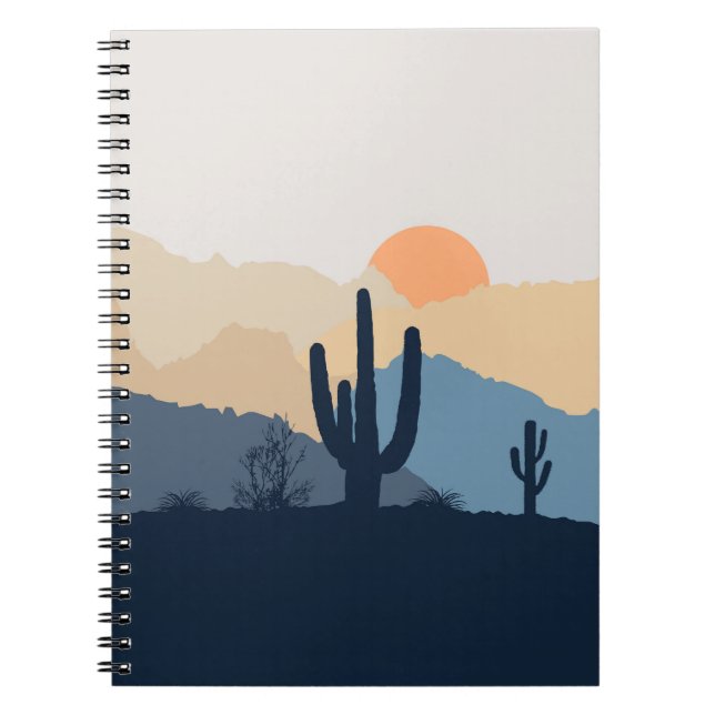 Blue and beige desert sunrise notebook (Front)