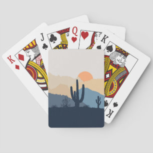 Blue and beige desert sunrise playing cards