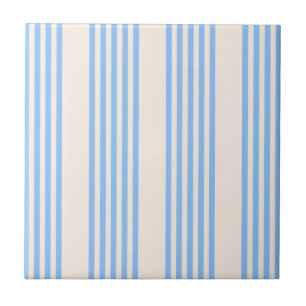 Blue and beige five stripe pattern ceramic tile