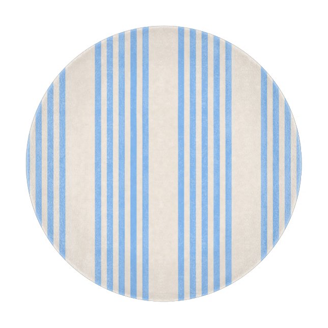 Blue and beige five stripe pattern cutting board (Front)