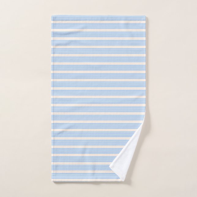 Blue and beige five stripe pattern hand towel (Hand Towel)