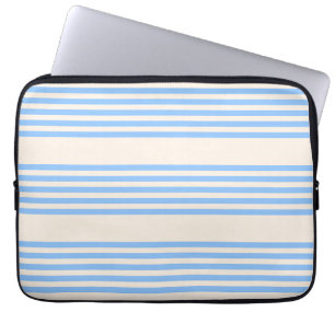 Blue and beige five stripe pattern laptop sleeve