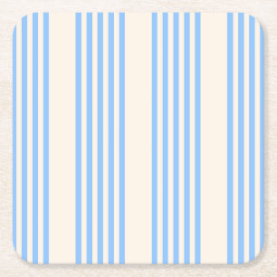Blue and beige five stripe pattern square paper coaster