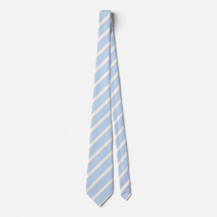 Blue and beige five stripe pattern tie