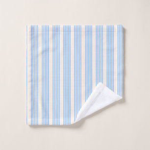 Blue and beige five stripe pattern wash cloth