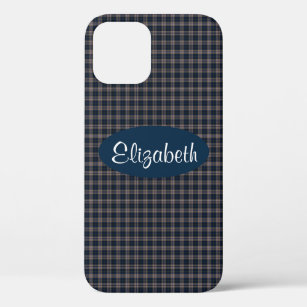 Blue and Beige Plaid Pattern iPhone 12 Pro Case