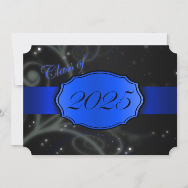 Blue and Black 2025 Graduation Invitation (Front)