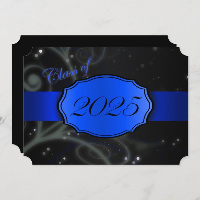 Blue and Black 2025 Graduation Party Invitation (Front/Back)