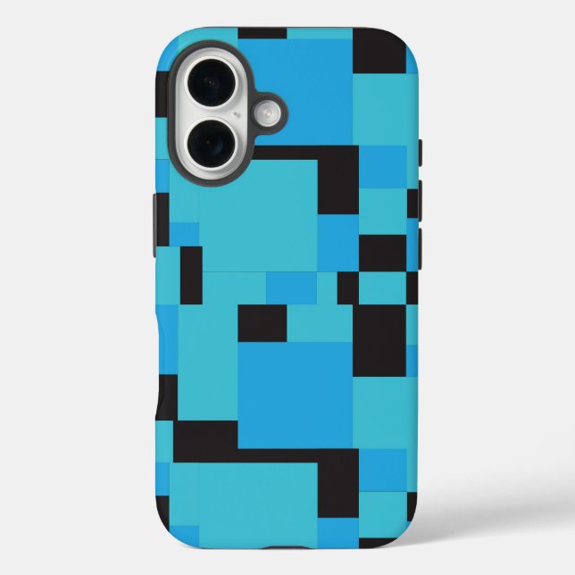 Blue and Black Abstract Art Geometric Design  Case-Mate iPhone Case (Back)