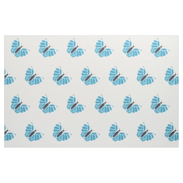 Blue and black abstract butterfly flying fabric (Fat Quarter)