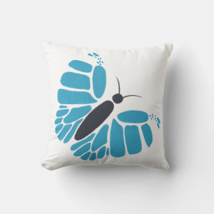 Blue and black abstract butterfly flying pillows