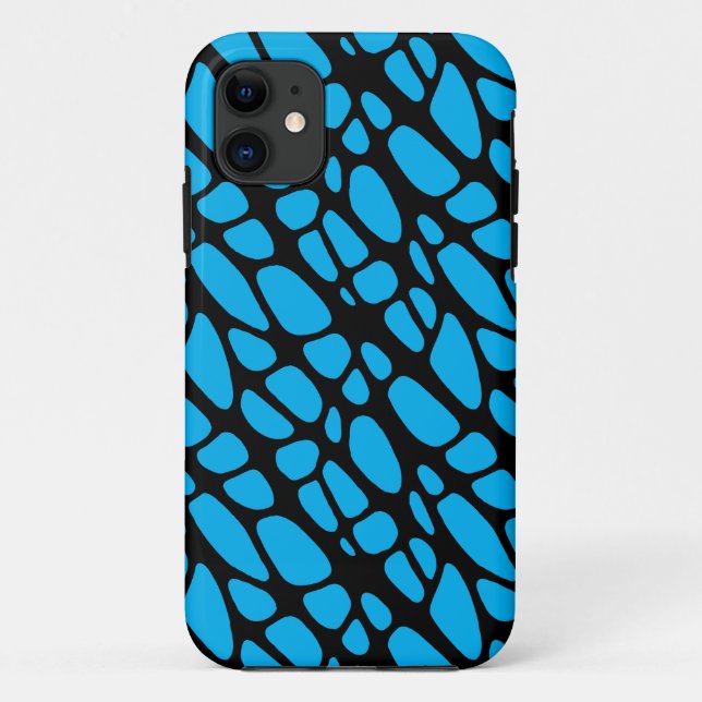 Blue and Black Abstract Organic Skin Pattern Case-Mate iPhone Case (Back)