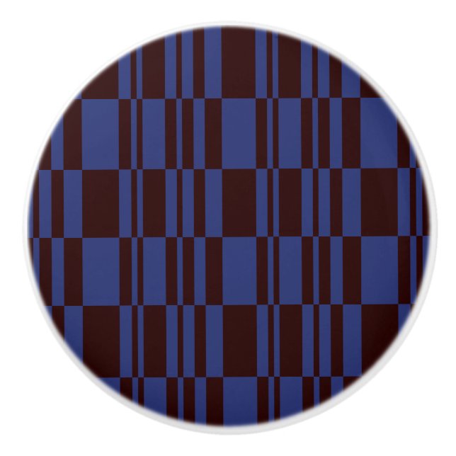 Blue and Black Abstract Stripes Dresser and Drawer Ceramic Knob (Front)