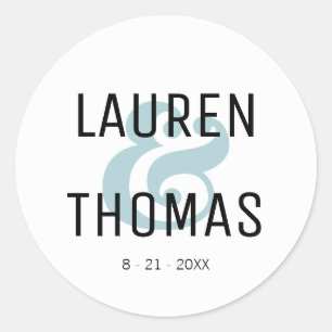 Blue and Black Ampersand Wedding Sticker
