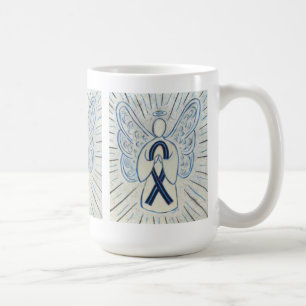 Blue and Black Awareness Ribbon Angel Art Mug