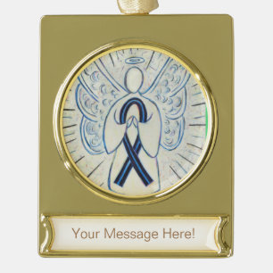 Blue and Black Awareness Ribbon Angel Ornament