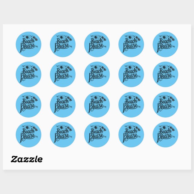 Blue and Black Beach Please Sticker (Sheet)