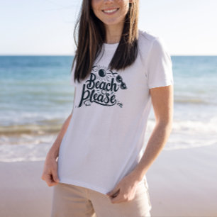 Blue and Black Beach Please T-Shirt