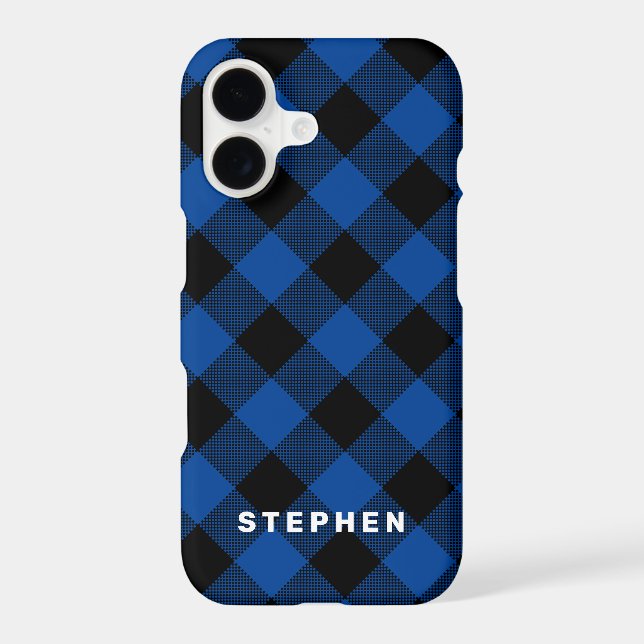 Blue and Black Buffalo Plaid Personalised (Back)