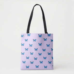 Blue and Black Butterflies on Lavender Sky  Tote Bag