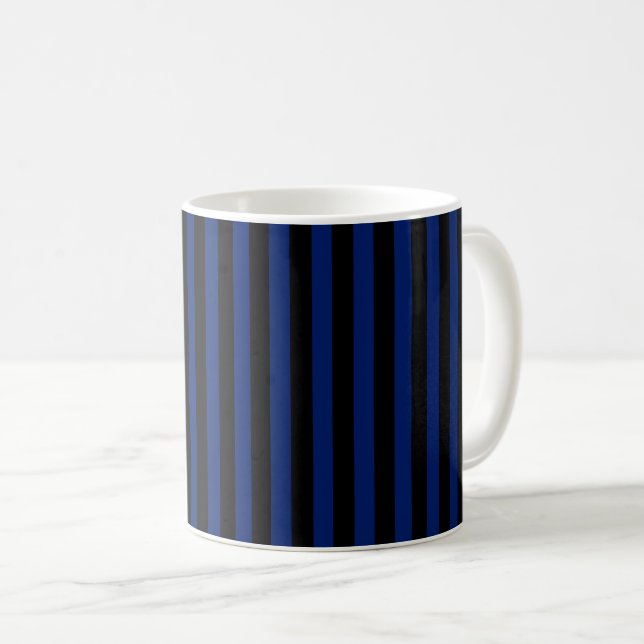 Blue and black candy stripes coffee mug (Front Right)