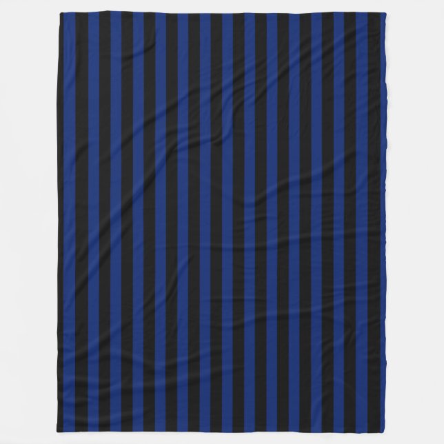 Blue and black candy stripes fleece blanket (Front)