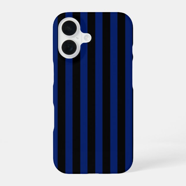 Blue and black candy stripes iPhone 16 case (Back)