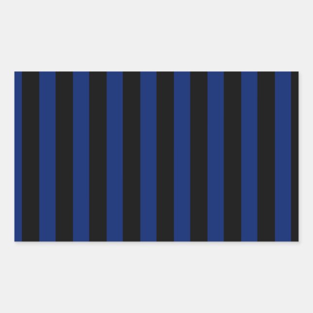 Blue and black candy stripes rectangular sticker (Front)