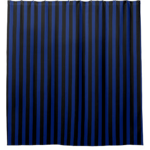 Blue and black candy stripes shower curtain