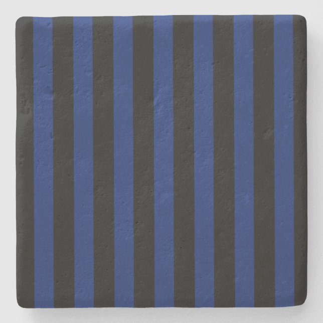 Blue and black candy stripes stone coaster (Front)
