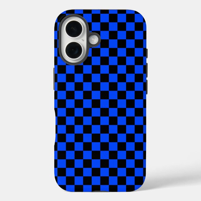 Blue and black checkerboard pattern Case-Mate iPhone case (Back)