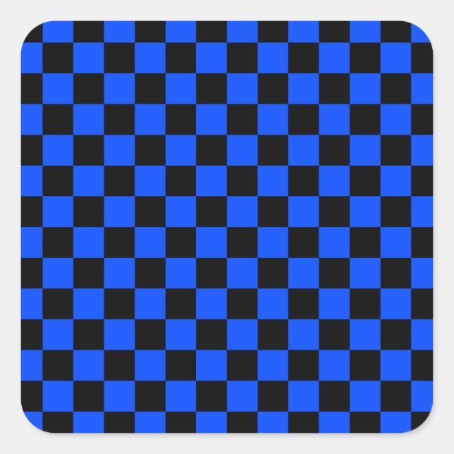 Blue and black checkerboard pattern square sticker (Front)