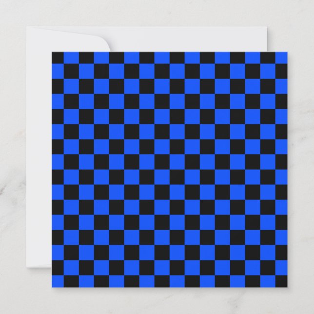 Blue and black checkerboard pattern thank you card (Front)