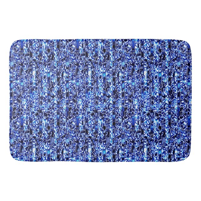 Blue and Black Cheetah Print Bath Mat (Front)