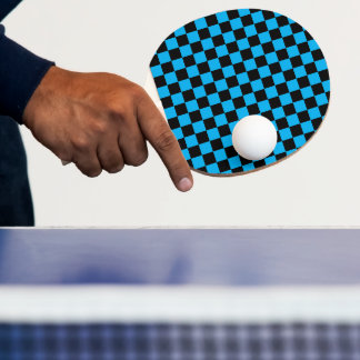 Blue and Black Chequered Print Ping Pong Paddle