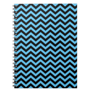 Blue And Black Chevron Pattern Notebook